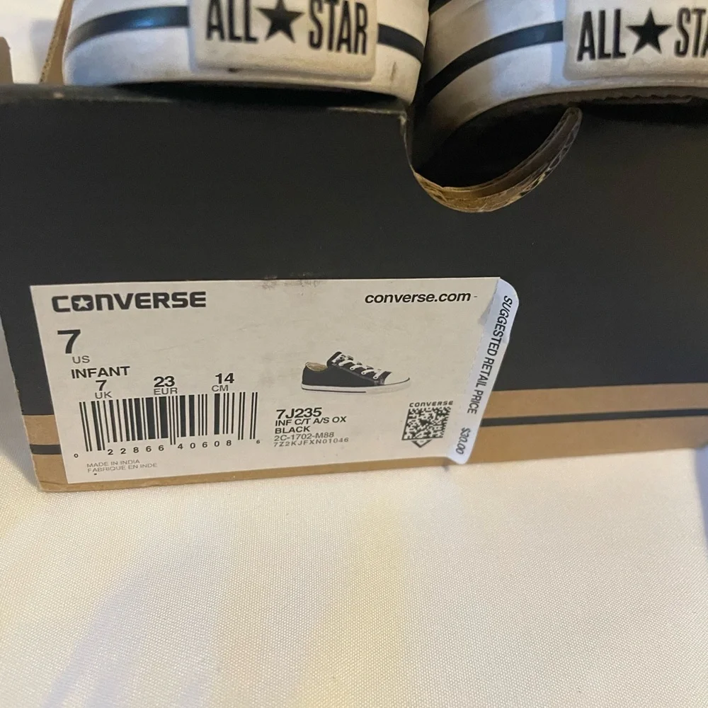 Converse Black Sneakers w/ Canvas Upper and White Rubber Toe Cap - Picture 12 of 12